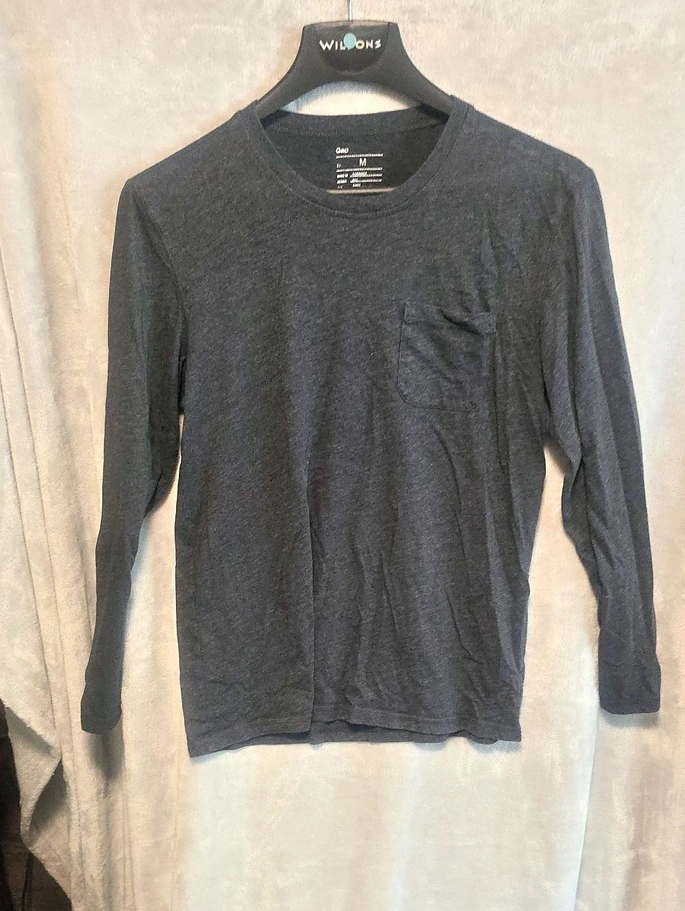 Gap Men's Long Sleeve Pocket T-Shirt Black Medium